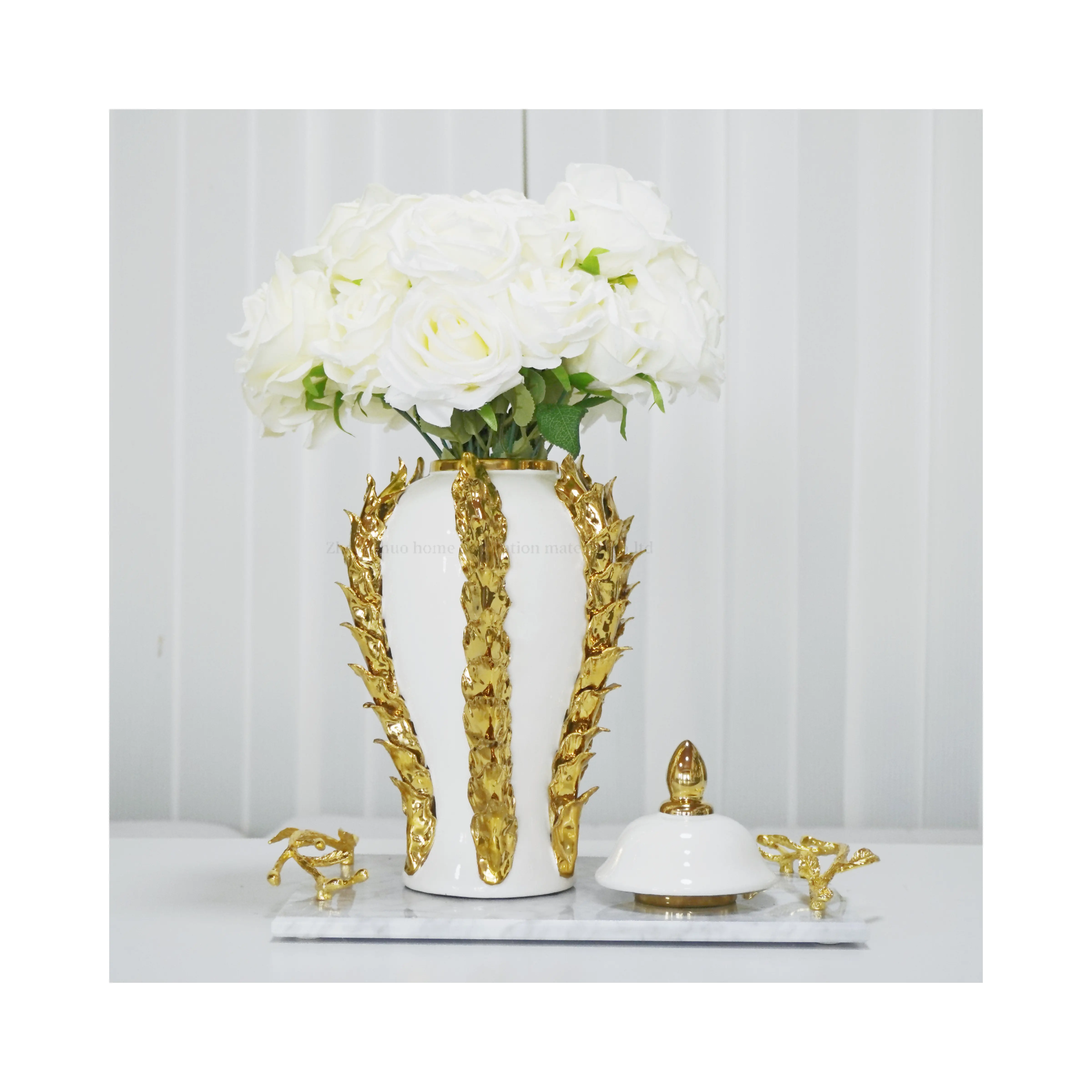 結婚式のテーブル装飾用ホワイトゴールドセラミックジンジャー高級スタイル工場卸売直販