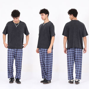 Camiseta de hombre de algodón de bambú con efecto lavado y textura desgastada, estilo vintage, con dobladillo enrollado, corte holgado, manga corta, informal y retro. - Product Image 2