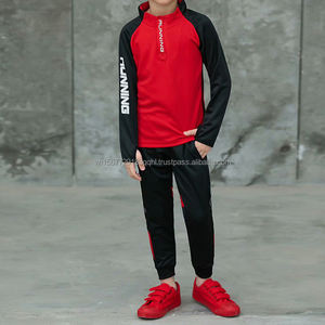 Ensemble de sport décontracté automne-hiver pour enfants, garçons et filles, tenue de classe pour étudiants, fitness, demi-zip, color block, entraînement, tenue d'équipe - Product Image 5