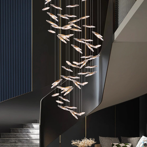 Lampe pendante déco LED moderne personnalisée Lustre haut plafond en cristal Escalier carré en acier inoxydable pour la maison Hôtel Living - Product Image 1