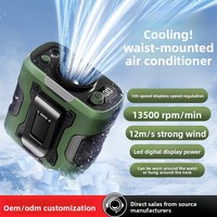 Mini ventilateur portable USB haute vitesse à moteur sans balais, à clipser sur la taille, avec batterie externe 6000 mAh, 3 vitesses, autonomie 6-24h pour l'extérieur