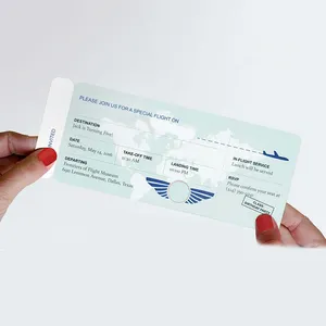 Tarjeta de embarque térmica personalizada de alta calidad, tarjeta de embarque térmica, papel de tarjeta de embarque térmica en blanco, billetes de vuelo térmicos