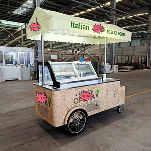 Dondurucu ekranlı açık hava etkinliği dondurma arabası | Gölgelik ile Gelato servis arabası - Product Image 1