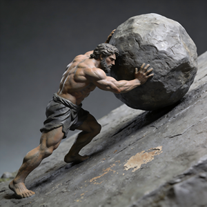 OEM ODM, taille et couleur personnalisées, emballage gratuit, conception personnalisée, fait main, peint à la main, Sisyphus Eternal Boulder, finition en résine froide moulée, finition bronze - Product Image 1