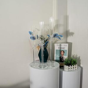 <strong>Candlestick</strong> <strong>Tall</strong> clear Plastic Candle Holder <strong>Candlestick</strong> 5 Arms 8 Arm Wedding Centerpiece Vase Acrylic Candelabra - Product Image 5