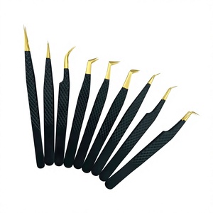 Pinzas para Pestañas Beautivia International Black Gold de Acero Inoxidable con Punta Suave de 12 cm de Longitud, Opción de Logotipo Personalizado para Pestañas - Product Image 1