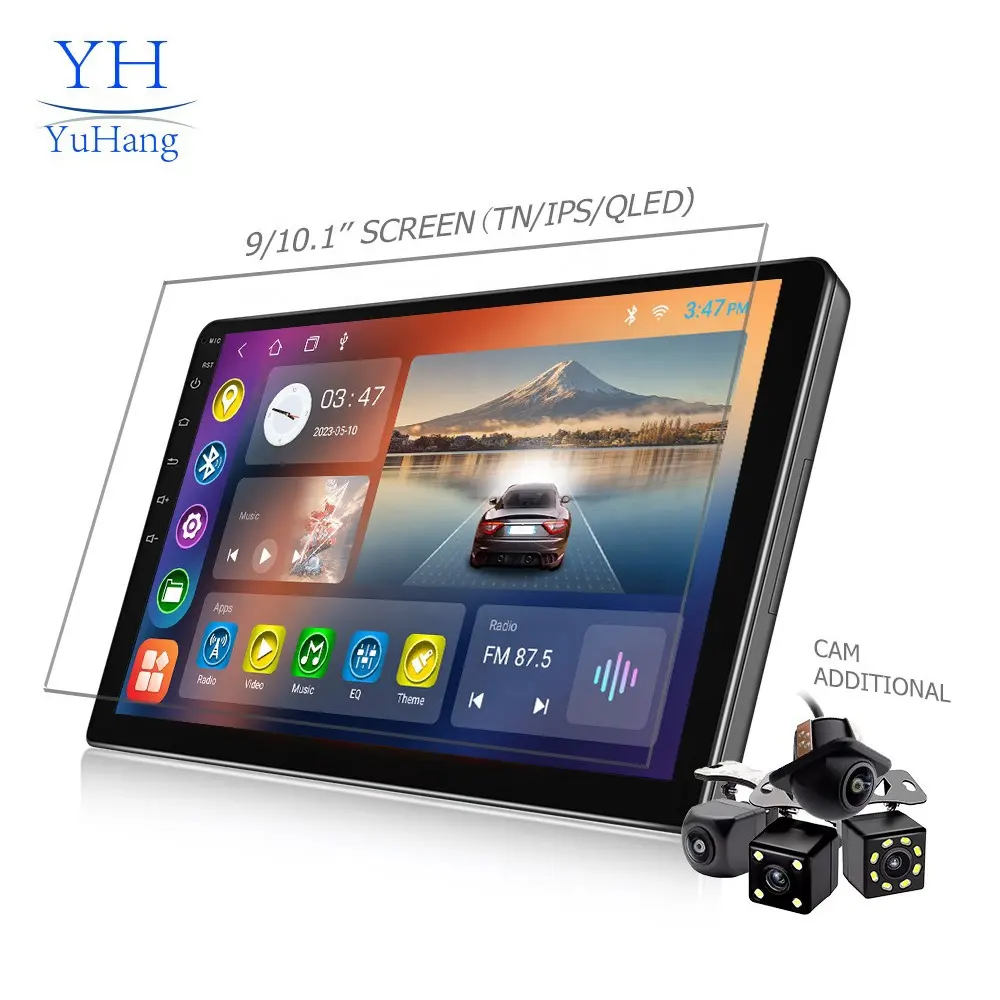 Yuhang Auto Dvd-Speler Met Achteruitrijcamera Ts10 2 Din Android Dvd-Scherm Autoradio 'S Met Omgekeerde Camera En Gps-Systeem