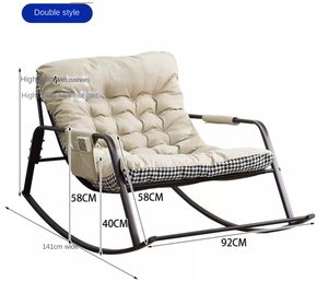 Nouveau Modèle 2025 Fauteuil Inclinable <span class=keywords><strong>Adulte</strong></span> Double Canapé Paresseux à Bascule pour la Maison, en Métal, Idéal pour Balcon ou Salon - Product Image 5