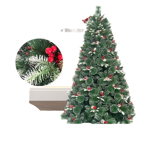 Juego de árbol de Navidad de nieve que cae ecológico, espray puntiagudo, pino blanco <span class=keywords><strong>con</strong></span> fruta, elementos decorativos de fruta roja para hoteles, centros comerciales - Product Image 1