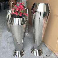 Pot Bunga Stainless Steel Foshan Henge / Pot Bunga Modern 90cm dengan Finishing Cermin Brushed, Pilihan Lampu LED, Pilihan Warna-warni untuk Rumah