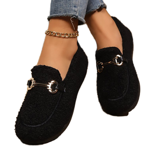 Elegantes Zapatos Planos de Punto Estilo Mary Jane para Mujer, Pantuflas de Invierno, Talla Grande, Exclusivas para África, Venta Directa de Fábrica - Product Image 1