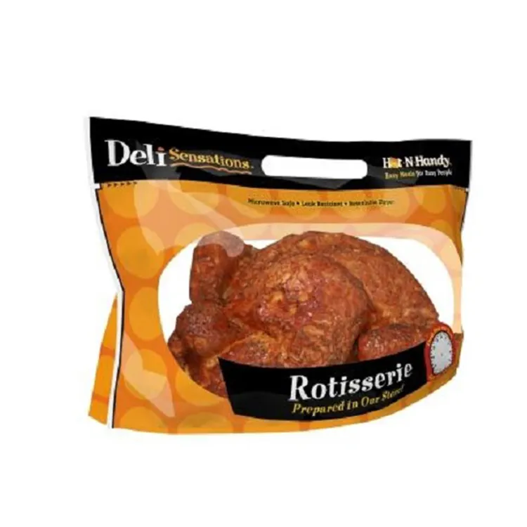 Wholesale Design Cheap Prices Aluminum Foil Food Grade Plastic Food Bags For Package Hot Roasted Fried Whole Chicken With Window