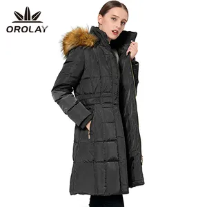Orolay Women's Puffer Down Coat Winter Jacket with Faux Fur Trim Hood Down Coats