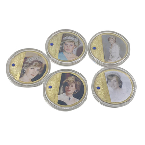 Custom Metal Crafts UK Lady <strong>Diana</strong> Princess Gold Plated Commemorative Coin With Gemstone Celebrity Collectible for Gifts - Product Image 1