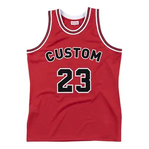 Vintage Basketball Wear Embroidery Breathable Mesh Quick Dry Basketball Shirts Blank Custom Basketball Jerseys Vest