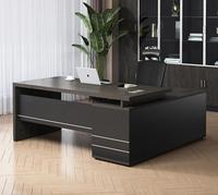 Bureau d'ordinateur moderne pour cadre dirigeant, mobilier de bureau design avec panneau en bois