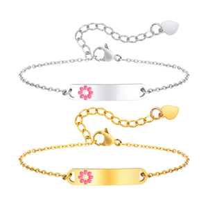 Bracelets personnalisés en acier inoxydable CAIOOCHE avec logo, plaqués or, émaillés, motif fleur, pour enfants et bébés, pour la fabrication de bijoux - Product Image 5