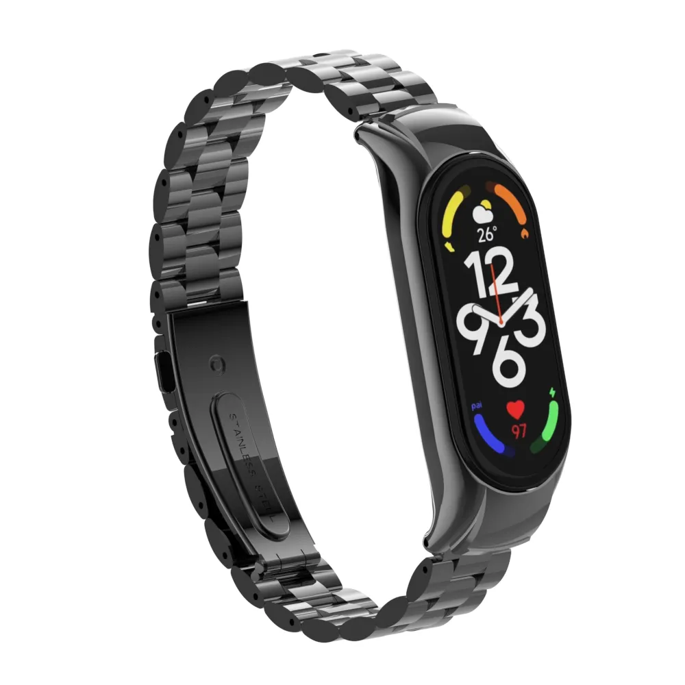 ODM HOLDMI new design watch band 70103 series black color solid ss miband7 strap 44 colors for xiaomi band 7