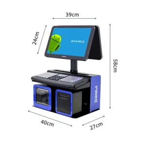 Современный может интегрировать Qr-код сканер Android Pos-устройство Настольный ПК с истинным плоским сенсорным экраном Pos-система со встроенным принтером 80 мм/