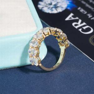 VOAINO овальная резка, синтетические лабораторные бриллианты, Половина Вечности, роскошная широкая лента, половина вечности, набор свадебных золотых колец для свадебной вечеринки - Product Image 3