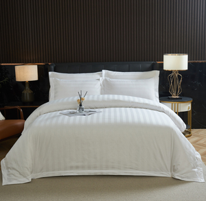 Set di Lenzuola di Lusso per Hotel, 100% Cotone, 300TC, a Righe, Stile Moderno, Misura King Size, Tecnica di Tessitura - Product Image 3