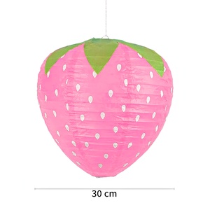 3D Strawberry Paper Lantern Fruit Themed Party Decorations Birthday Baby Shower Sweet Weeding Hanging <strong>Ornaments</strong> <strong>Red</strong> Pink - Product Image 3
