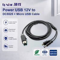 Kabel Splitter USB ke USB B Male dan DC5521 12V Custom, Tipe Y 1 ke 2 Harness Daya