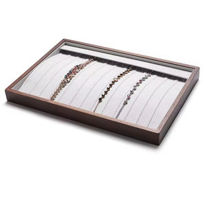 Wooden Jewelry Display Tray Velvet Earrings Rings Storage Showcase <b>Watch</b> Bracelet Jewelry <b>Sets</b> Plate - Product Image 5