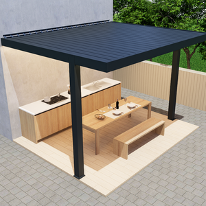 Montage mural sur mesure 3x4 3x5 4x4 <span class=keywords><strong>5x4</strong></span> 6x4 fixé à la maison <span class=keywords><strong>Pergola</strong></span> de jardin murale en aluminium bioclimatique à 2 montants - Product Image 1