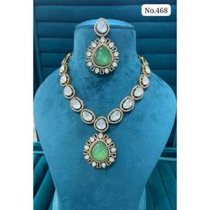 Ensemble de collier haut de gamme avec boucles d'oreilles, bijoux fantaisie pour mariage, produit artisanal en gros - Product Image 3