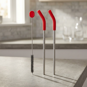 <b>Bar</b> <b>Tools</b> Set 3Pcs Metal Cocktail Cleaning Brush With Red Handle Reusable <b>Bar</b> Accessories Simple Style - Product Image 5