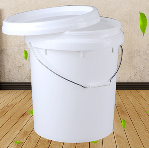Yellow Plastic Pail Cylinder Shape PP Material Durable Gloss Varnishing Handle For Storage Use - Product Image 6