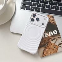 Pour 17 Pro Max & 13 Coque de protection en silicone magnétique gel mat à motif ondulé ; Design minimaliste couleur unie