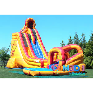 Comercial 18 pies estrellas y rayas doble carril toboganes de agua patio trasero gigante tobogán inflable para la venta - Product Image 3