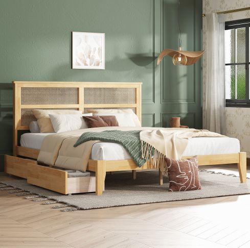 White + Wood + Bedroom+Queen