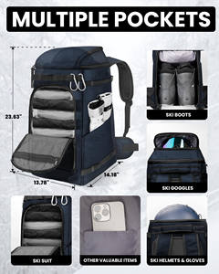 Échantillon gratuit Sac à dos imperméable grande capacité pour le ski avec doublure en polyester et fermeture à glissière Bottes de ski Bagages de voyage - Product Image 3