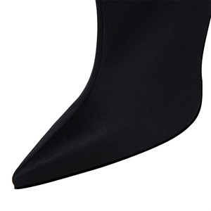 Hot Selling 10CM Sexy Stilettos Heels Pointed Toe Shoes Satin <b>Women's</b> <b>Socks</b> Boots - Product Image 2