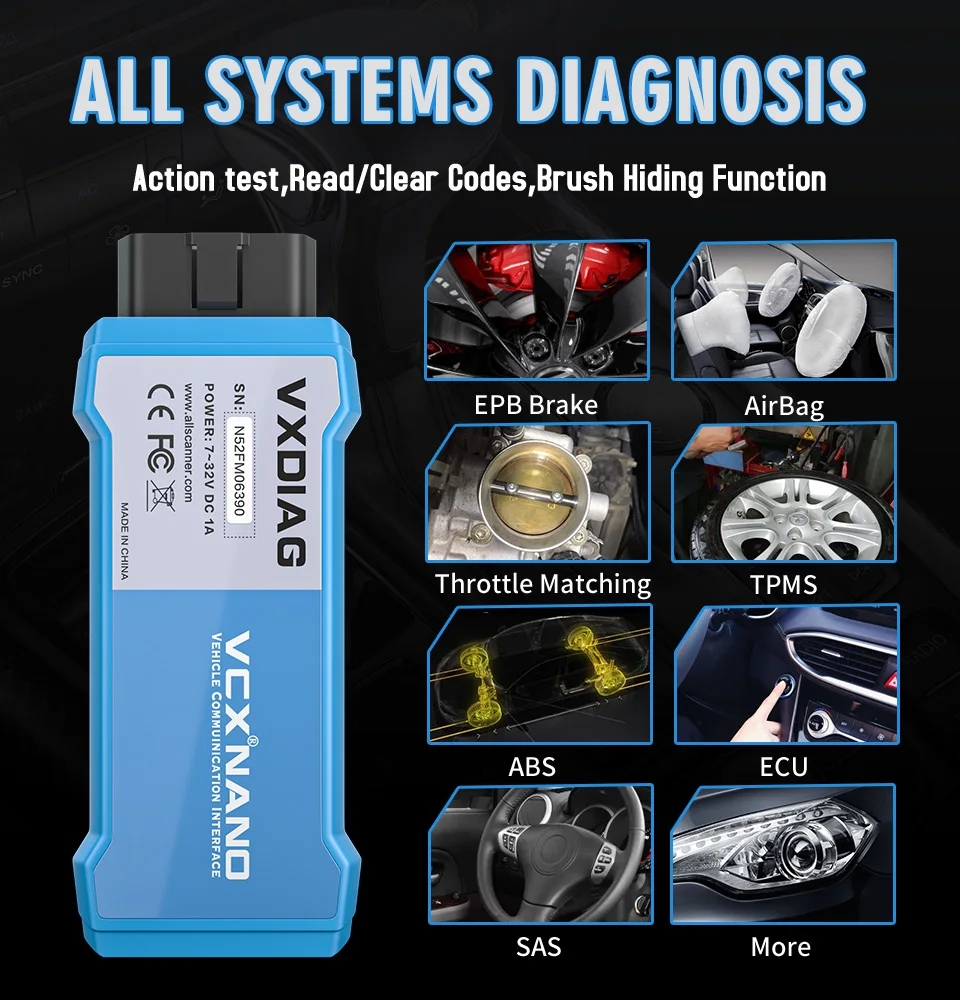 VXDIAG VCX NANO自動診断ツール トヨタTIS Techstream V12.00.127対応
