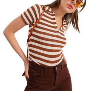 Camiseta Polo Lisa de Alta Calidad para Mujer al por Mayor, Color Personalizado, Nuevo Estilo Informal, Camiseta Polo a Rayas para Mujer - Product Image 2