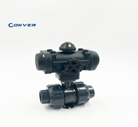 COKVER CK56 Katup Bola Pneumatik 2 Arah untuk Minyak Gas Air Aksi Ganda PVC/Cpvc DN15 DN100 PN1.0 MPA Suhu Sedang