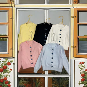 Autunno 2025 nuovo Cardigan Casual lavorato a <span class=keywords><strong>maglia</strong></span> con decorazione in <span class=keywords><strong>pizzo</strong></span> maglione a maniche lunghe in Jacquard fiore nero - Product Image 3