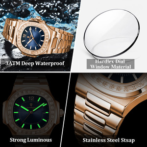 <span class=keywords><strong>Orologio</strong></span> da Uomo al Quarzo in Acciaio Inossidabile <span class=keywords><strong>Oro</strong></span> <span class=keywords><strong>Rosa</strong></span>, Impermeabile e Luminoso, Vendita all'Ingrosso dalla Fabbrica Poedagar - Product Image 4