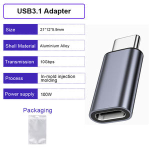 Adattatore ULT-unite USB3.1 10Gbps Type-C <span class=keywords><strong>M</strong></span>/F con Alloggiamento in Lega di Alluminio, Ricarica Rapida fino a 100W, Nuovo di Zecca - Product Image 6