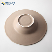 Tianshengjing — chapeau rond en céramique mate, rustique, noir, blanc, gris, brillant, en céramique, pour Restaurant d'hôtel, soupe, dîner, assiette profonde