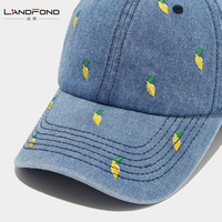 Gorra de Vaquero Landfond, Gorra de Béisbol de 6 Paneles de Mezclilla Bordada con Mango, Nueva, Moderna, para Mujer, Comercio Electrónico Transfronterizo