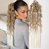 Queue de cheval tressée de style européen et américain pour femme, en cheveux synthétiques Remy, longue, avec dentelle française transparente, extension de queue de cheval, perruque