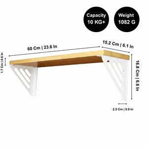 Étagère murale en bois blanc, grande, élégante, décorative, pour salon, chambre, salle de bain et bureau - Product Image 2