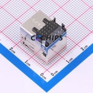 GT-USB-7106A USB Connector Bent Lead Through Hole Connector Type-C USB 3.1 Female Right Angle Insert - Product Image 2