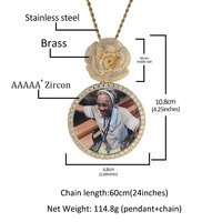 Pendentif Photo Cercle Grande Taille Collier Rose Bail Diy Images Bijoux Personnalisés Femmes Hommes Rappeur