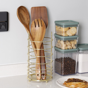 Support de rangement moderne doré pour ustensiles de cuisine, panier de rangement en maille de fer pour capsules de café, couteaux, fourchettes et cuillères - Product Image 5